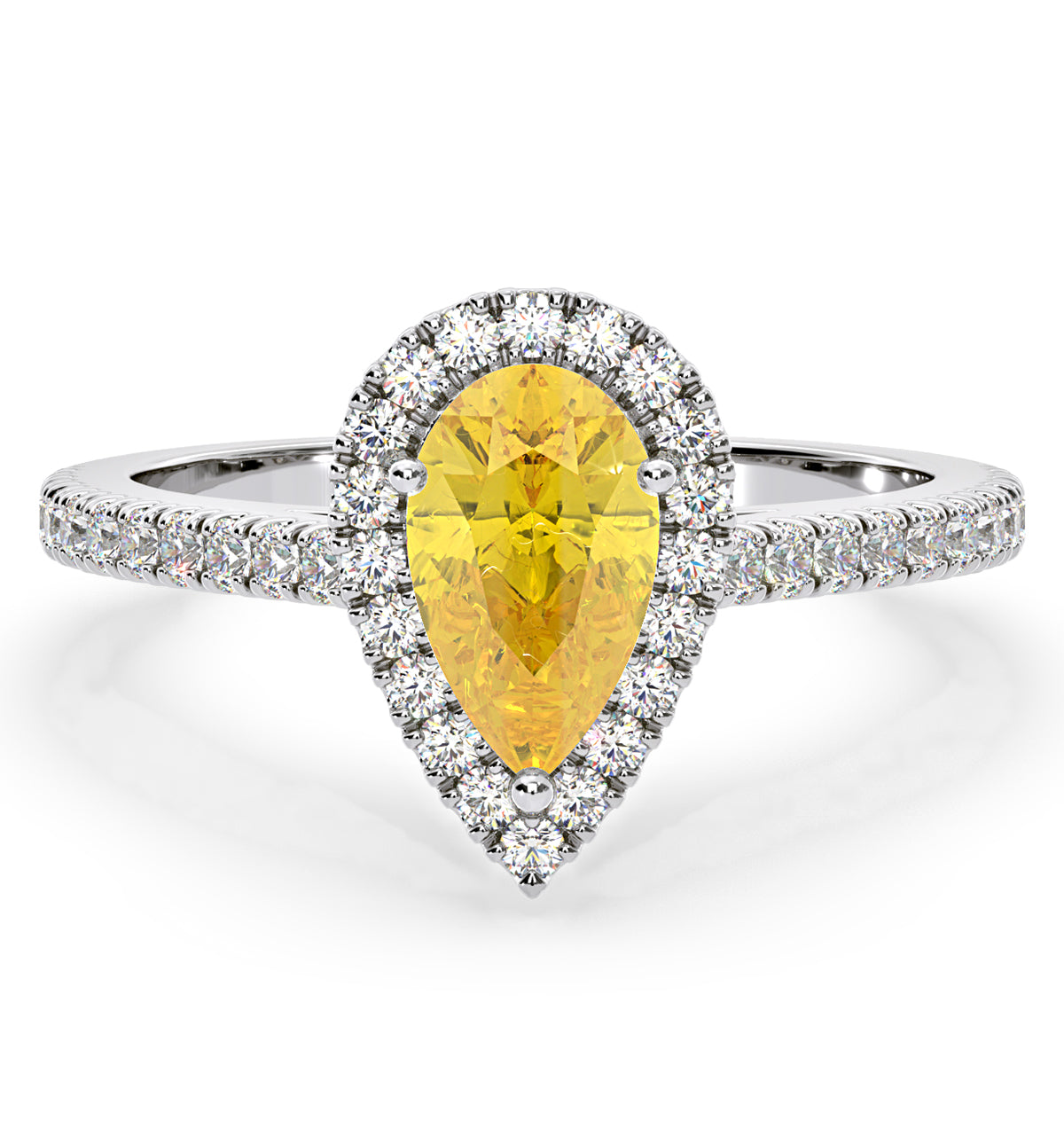 Diana Yellow Lab Diamond Pear Halo Ring 1.60ct in 18K White Gold - Elara Collection