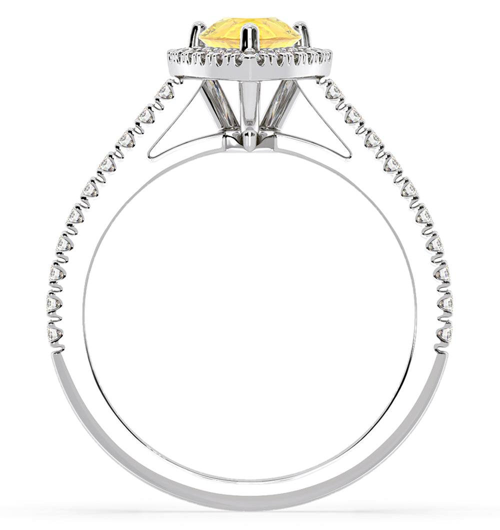 Diana Yellow Lab Diamond Pear Halo Ring 1.60ct in 18K White Gold - Elara Collection