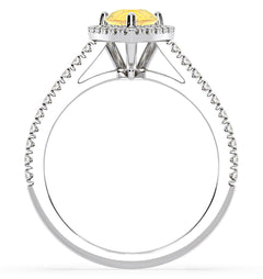 Diana Yellow Lab Diamond Pear Halo Ring 1.60ct in 18K White Gold - Elara Collection