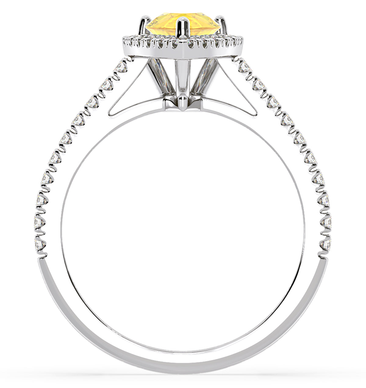 Diana Yellow Lab Diamond Pear Halo Ring 1.60ct in 18K White Gold - Elara Collection