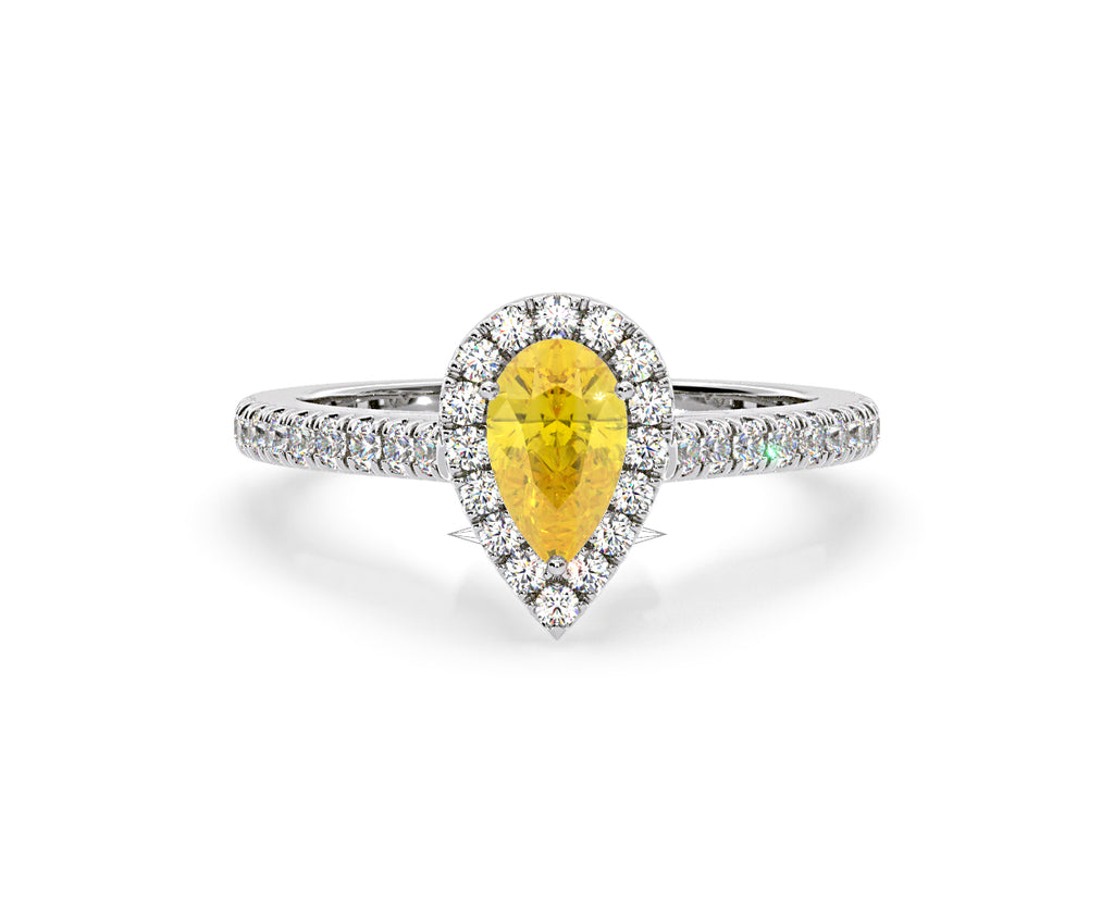 Diana Yellow Lab Diamond Pear Halo Ring 1.00ct in Platinum - Elara Collection