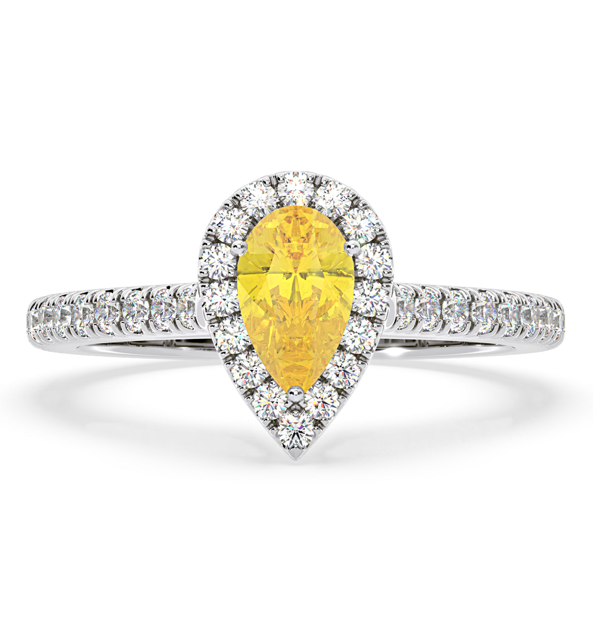 Diana Yellow Lab Diamond Pear Halo Ring 1.00ct in Platinum - Elara Collection