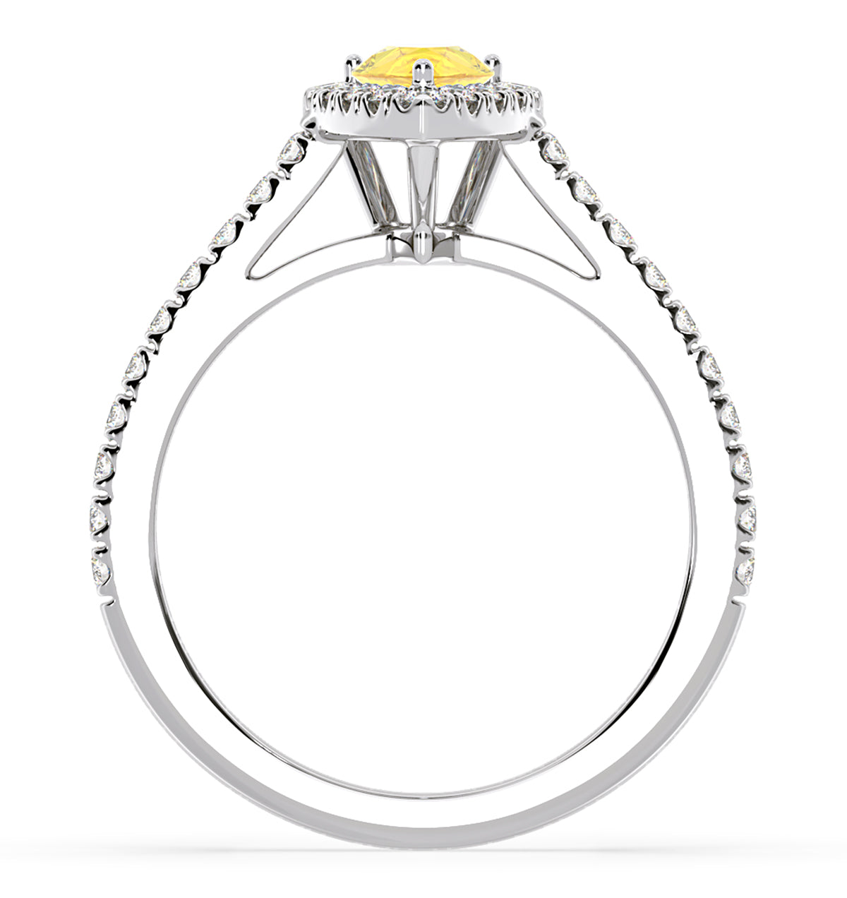 Diana Yellow Lab Diamond Pear Halo Ring 1.00ct in Platinum - Elara Collection