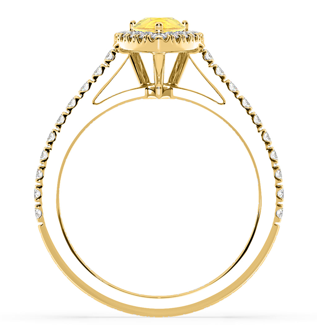 Diana Yellow Lab Diamond Pear Halo Ring 1.00ct in 18K Yellow Gold - Elara Collection