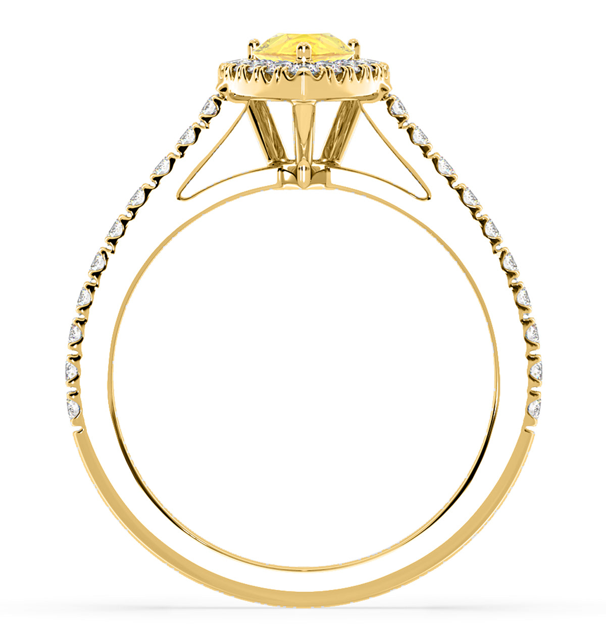 Diana Yellow Lab Diamond Pear Halo Ring 1.00ct in 18K Yellow Gold - Elara Collection
