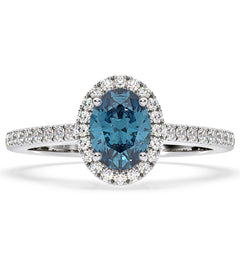 Georgina Blue Lab Diamond Oval Halo 1.60ct Ring in Platinum - Elara Collection