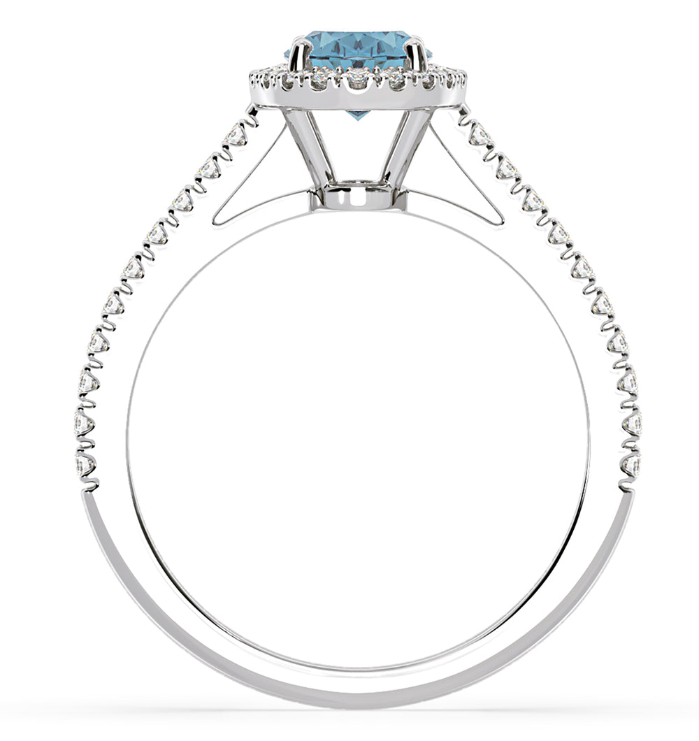 Georgina Blue Lab Diamond Oval Halo 1.60ct Ring in Platinum - Elara Collection