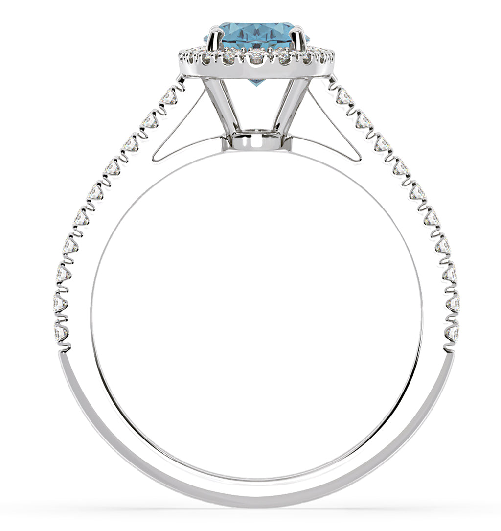 Georgina Blue Lab Diamond Oval Halo 1.60ct Ring in Platinum - Elara Collection