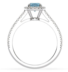 Georgina Blue Lab Diamond Oval Halo 1.60ct Ring in Platinum - Elara Collection
