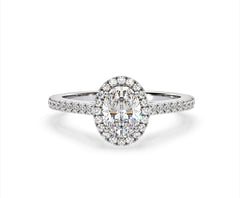 Georgina Lab Oval Diamond Halo Engagement Ring Platinum 1.55ct F/VS1