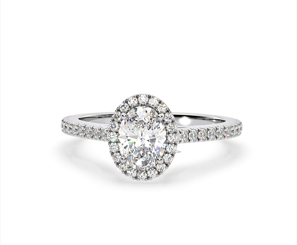 Georgina Lab Oval Diamond Halo Engagement Ring Platinum 1.55ct F/VS1