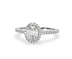 Georgina Lab Oval Diamond Halo Engagement Ring 18K White Gold 2.05ct F/VS1