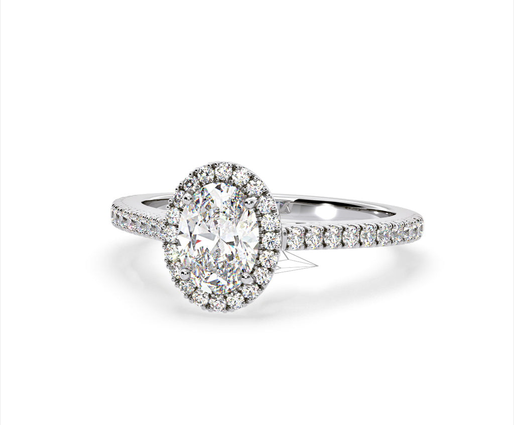Georgina Lab Oval Diamond Halo Engagement Ring Platinum 1.55ct F/VS1