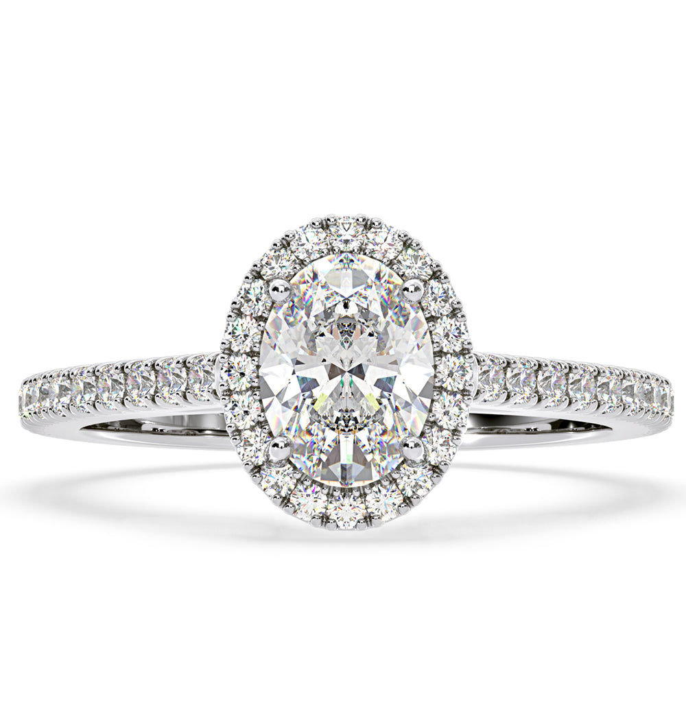 Georgina GIA Oval Diamond Halo Engagement Ring Platinum 1.55ct G/VS1