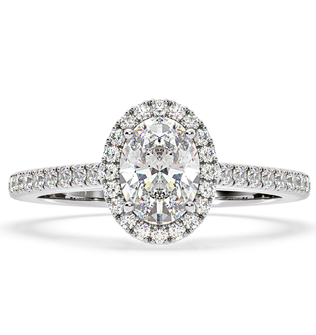 Georgina GIA Oval Diamond Halo Engagement Ring Platinum 1.55ct G/VS1