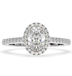 Georgina GIA Oval Diamond Halo Engagement Ring Platinum 1.55ct G/VS1