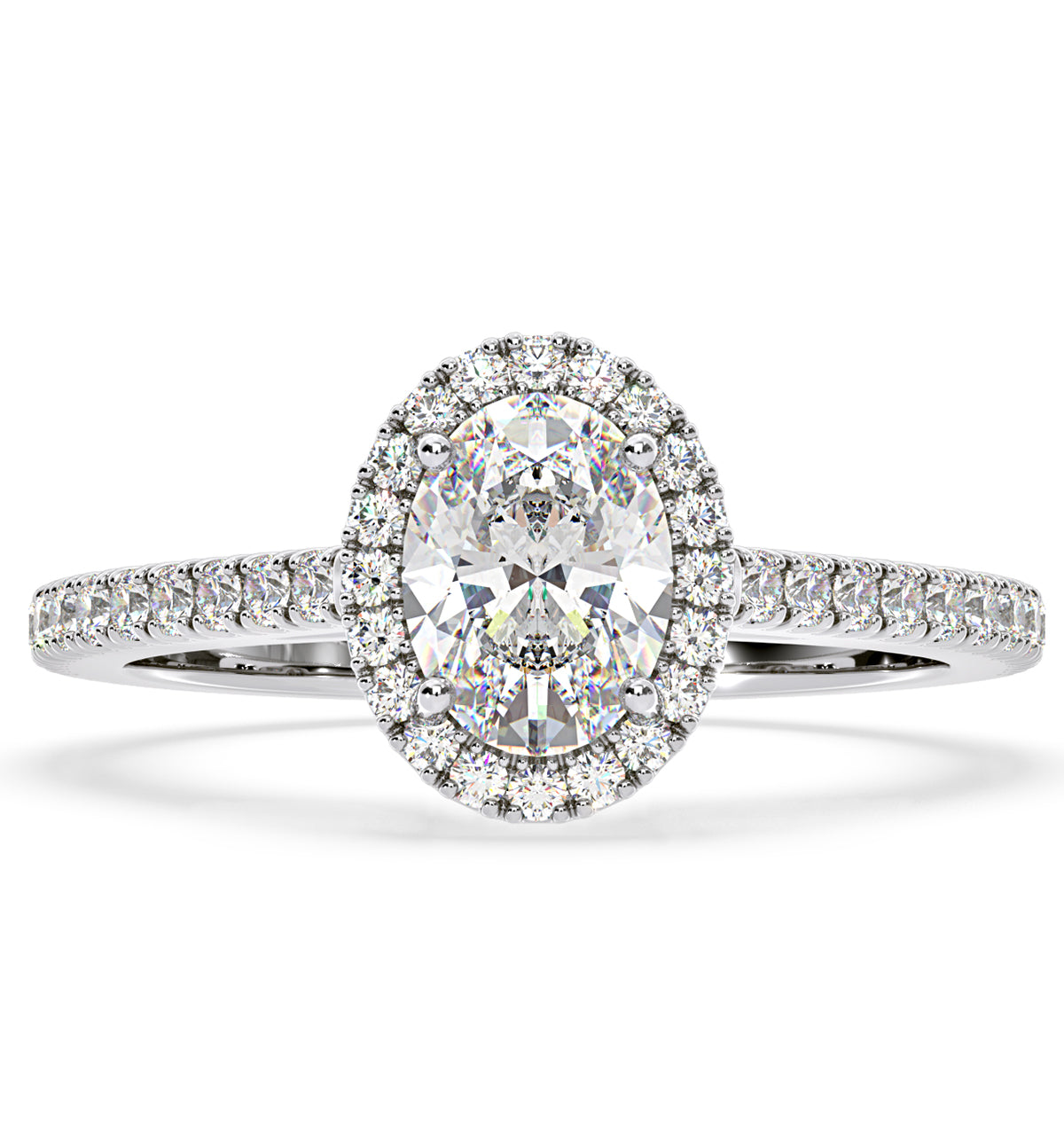 Georgina GIA Oval Diamond Halo Engagement Ring Platinum 1.55ct G/VS1