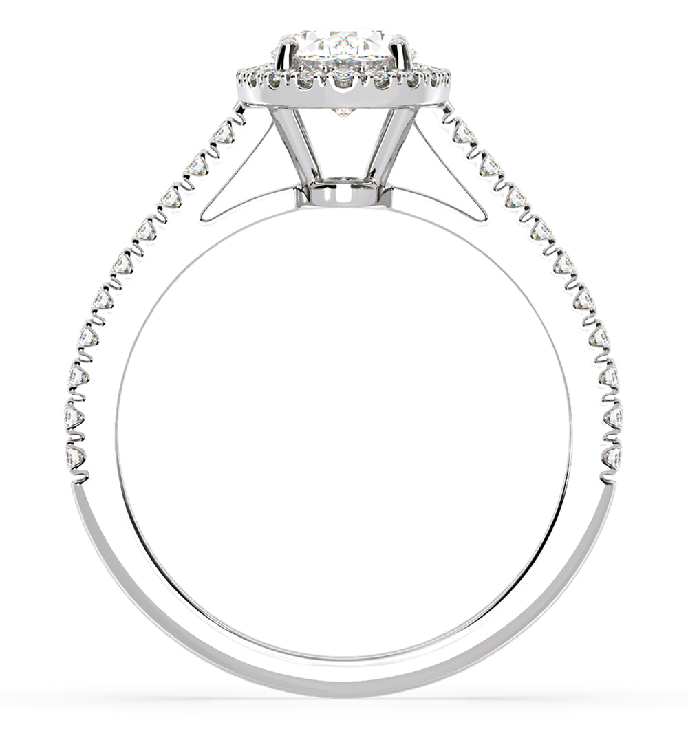 Georgina GIA Oval Diamond Halo Engagement Ring Platinum 1.55ct G/VS1