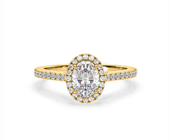 Georgina Lab Oval Diamond Halo Engagement Ring 18K Gold 2.05ct F/VS1