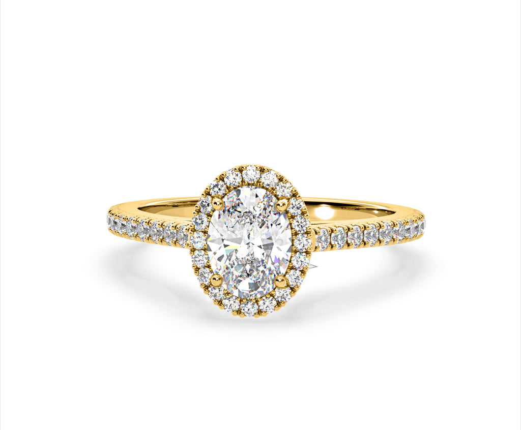 Georgina Lab Oval Diamond Halo Engagement Ring 18K Gold 2.05ct F/VS1