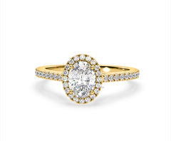 Georgina Lab Oval Diamond Halo Engagement Ring 18K Gold 2.55ct F/VS1