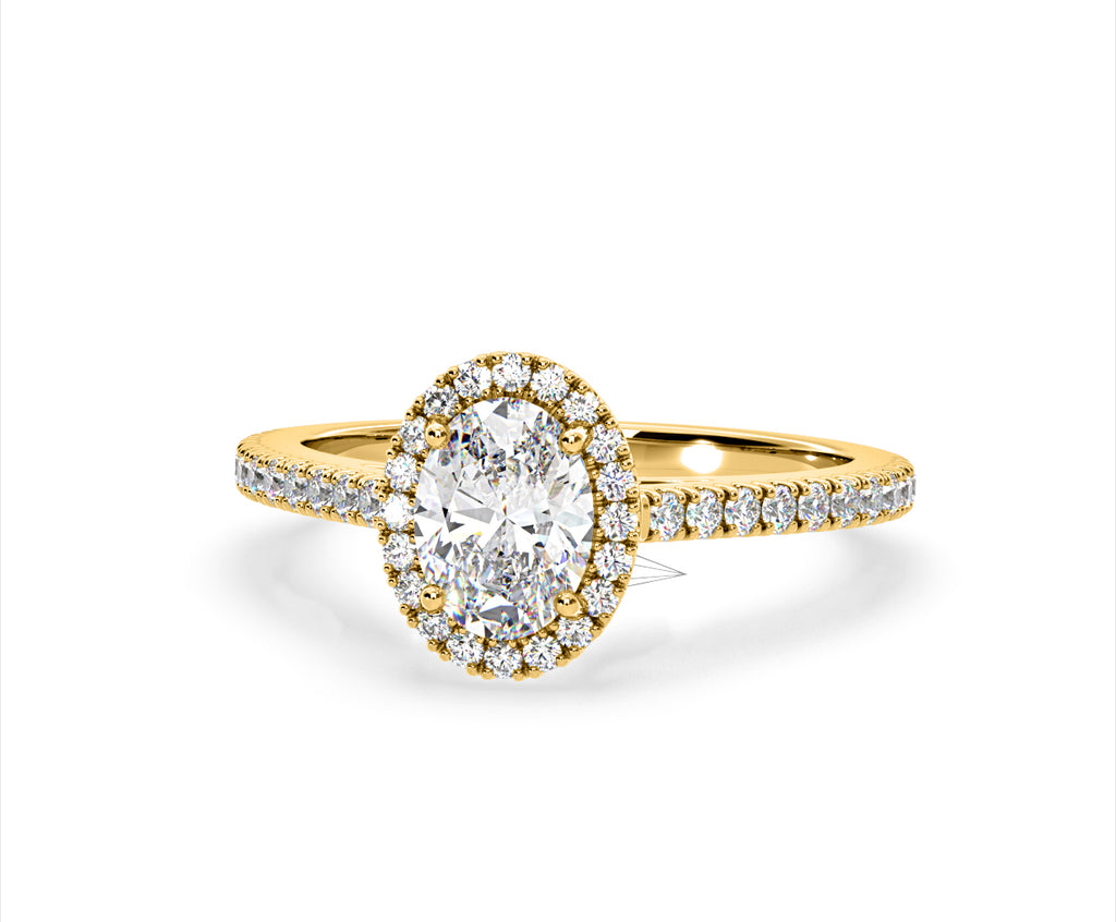 Georgina Lab Oval Diamond Halo Engagement Ring 18K Gold 2.55ct F/VS1