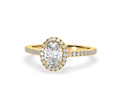 Georgina Lab Oval Diamond Halo Engagement Ring 18K Gold 2.55ct F/VS1