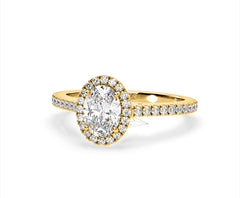 Georgina Lab Oval Diamond Halo Engagement Ring 18K Gold 1.55ct F/VS1