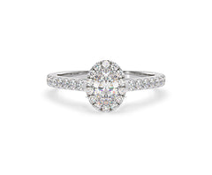 Georgina GIA Oval Diamond Halo Engagement Ring Platinum 1.30ct G/Vs