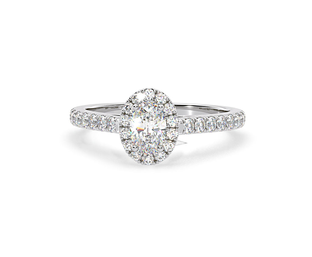 Georgina GIA Oval Diamond Halo Engagement Ring 18KW Gold 1.30ct G/Vs1