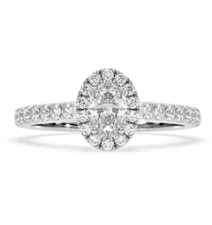 Georgina GIA Oval Diamond Halo Engagement Ring 18KW Gold 1.30ct G/Vs1