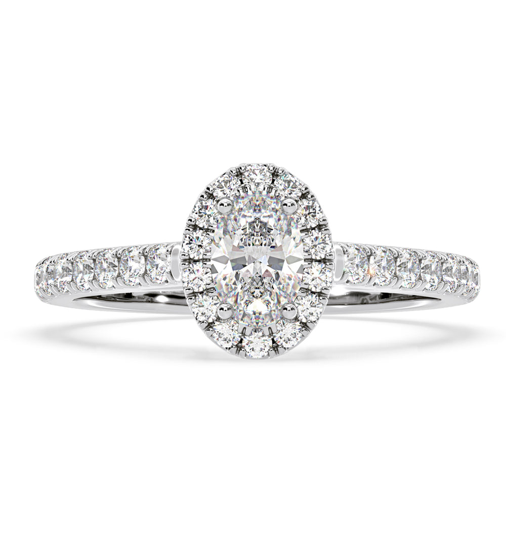 Georgina GIA Oval Diamond Halo Engagement Ring Platinum 1.30ct G/Vs1