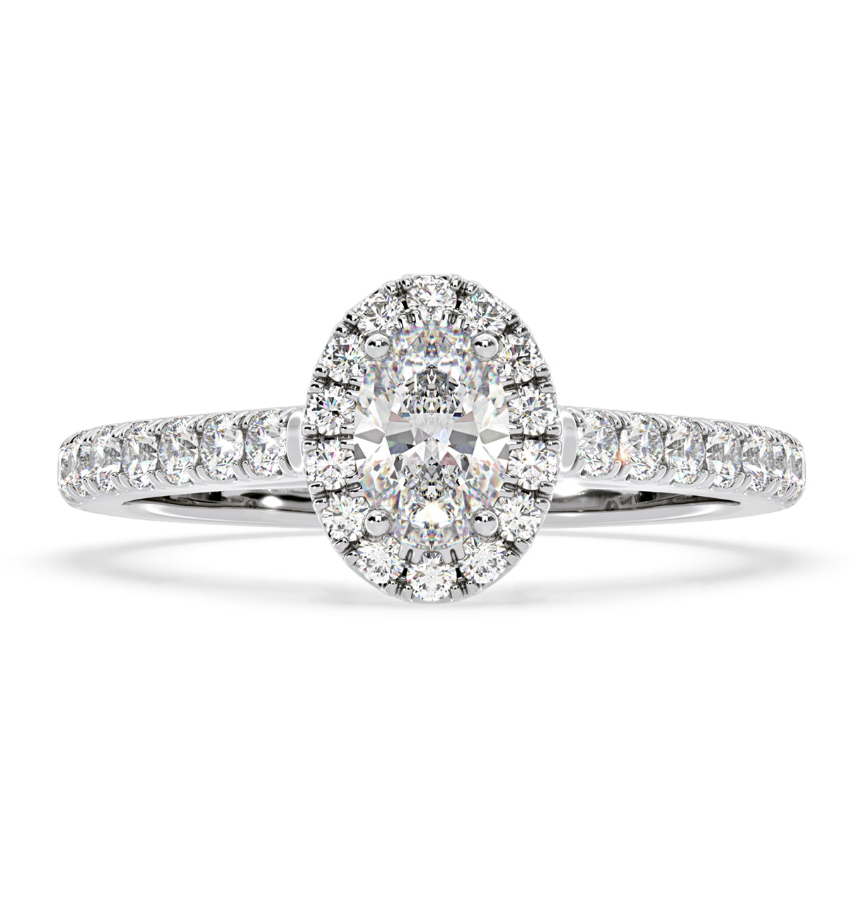 Georgina GIA Oval Diamond Halo Engagement Ring Platinum 1.30ct G/Vs1