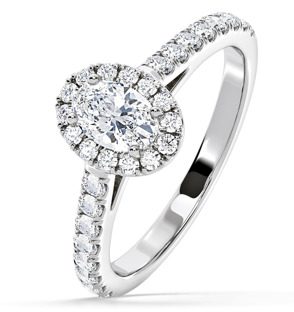 Georgina GIA Oval Diamond Halo Engagement Ring 18KW Gold 1.30ct G/Vs1