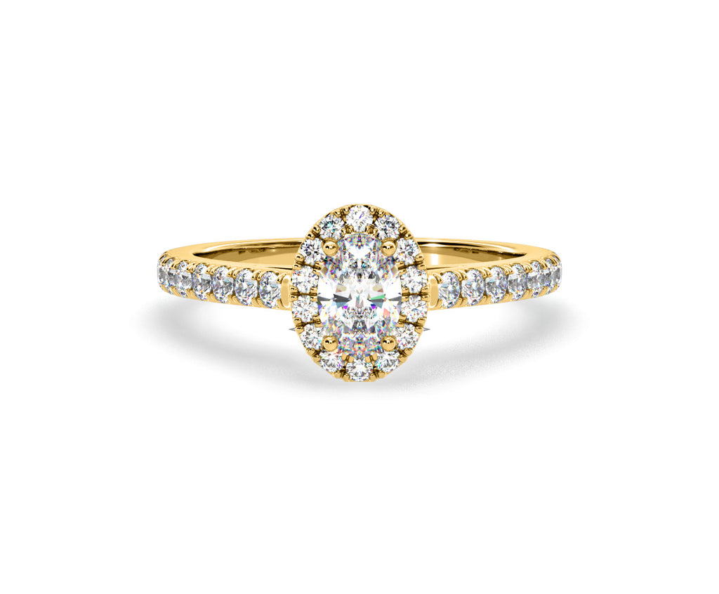 Georgina GIA Oval Diamond Halo Engagement Ring 18K Gold 1.30ct G/Vs2