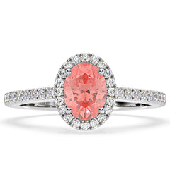 Georgina Pink Lab Diamond Oval Halo 1.60ct Ring in 18K White Gold - Elara Collection