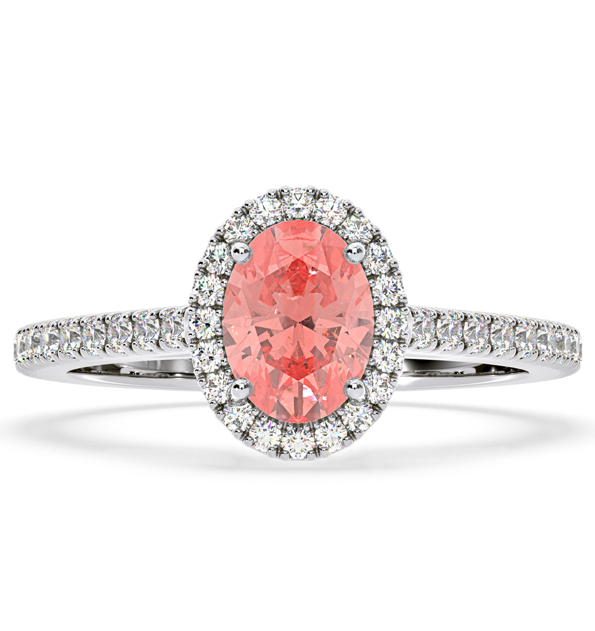 Georgina Pink Lab Diamond Oval Halo 1.60ct Ring in 18K White Gold - Elara Collection