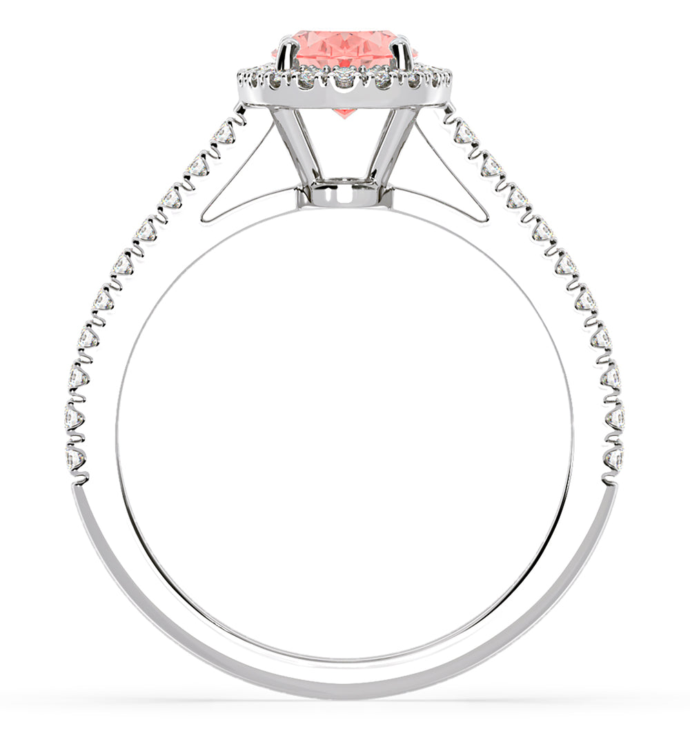 Georgina Pink Lab Diamond Oval Halo 1.60ct Ring in 18K White Gold - Elara Collection