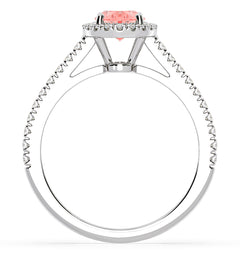 Georgina Pink Lab Diamond Oval Halo 1.60ct Ring in 18K White Gold - Elara Collection