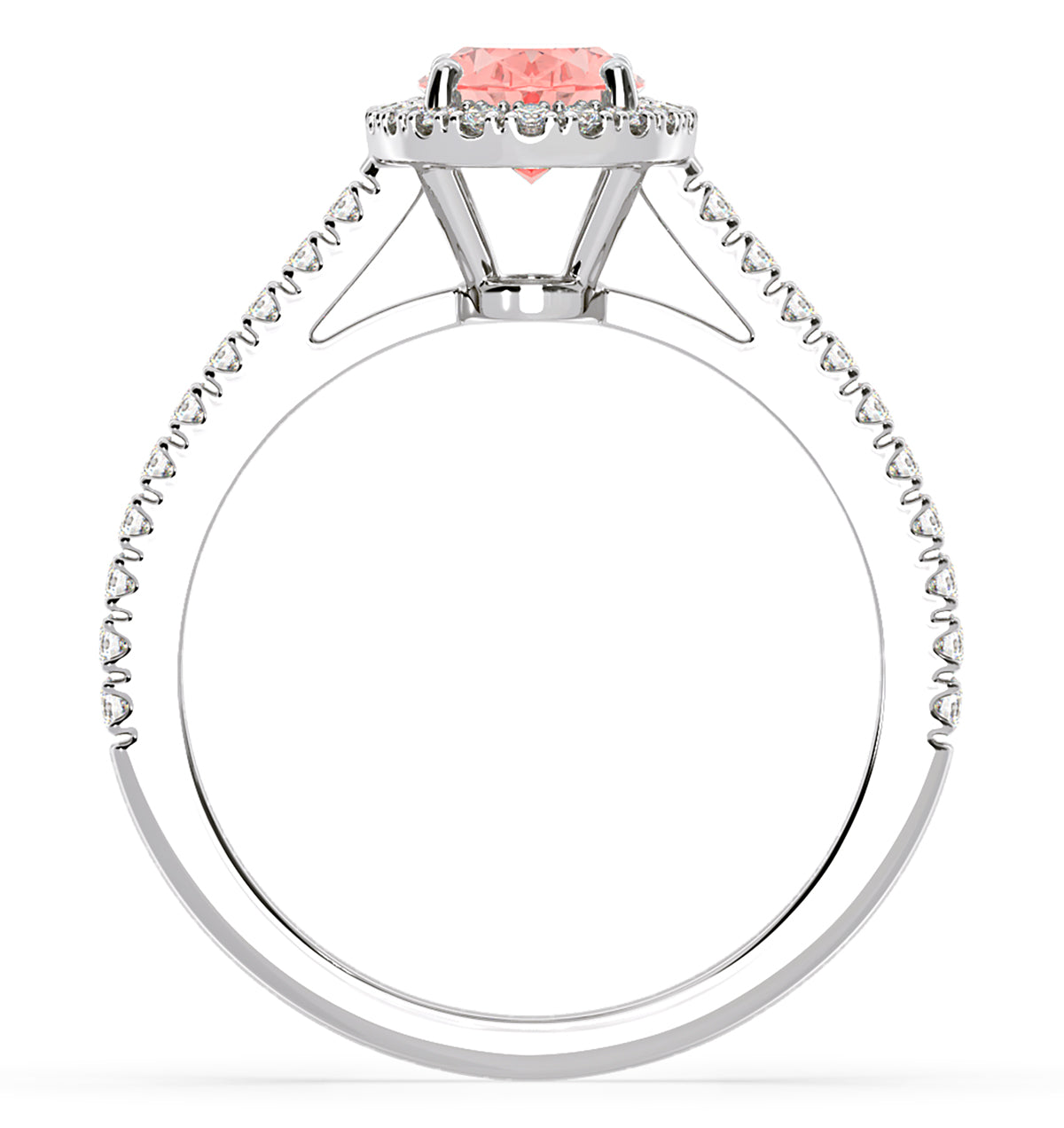 Georgina Pink Lab Diamond Oval Halo 1.60ct Ring in 18K White Gold - Elara Collection