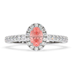 Georgina Pink Lab Diamond Oval Halo 0.90ct Ring in 18K White Gold - Elara Collection