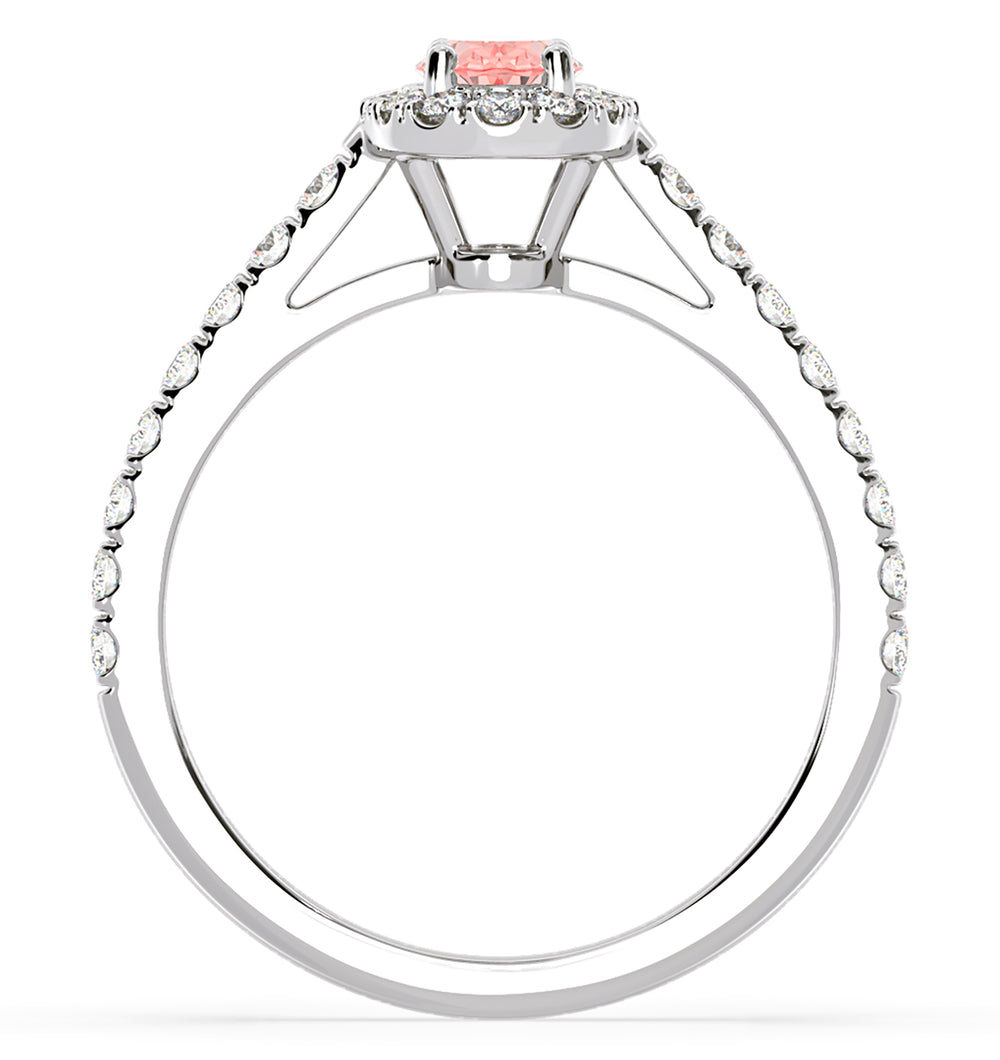 Georgina Pink Lab Diamond Oval Halo 0.90ct Ring in 18K White Gold - Elara Collection