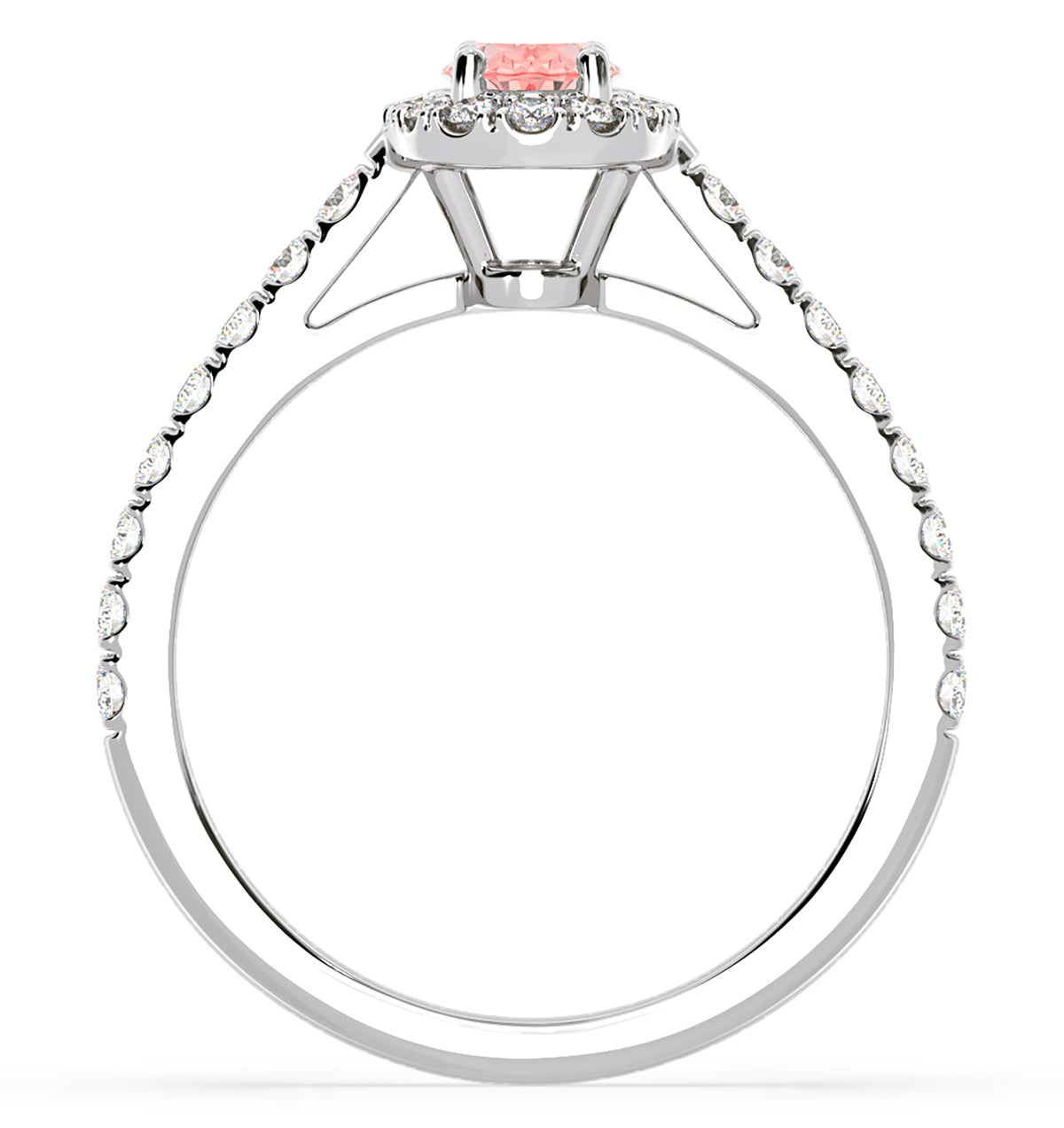Georgina Pink Lab Diamond Oval Halo 0.90ct Ring in 18K White Gold - Elara Collection