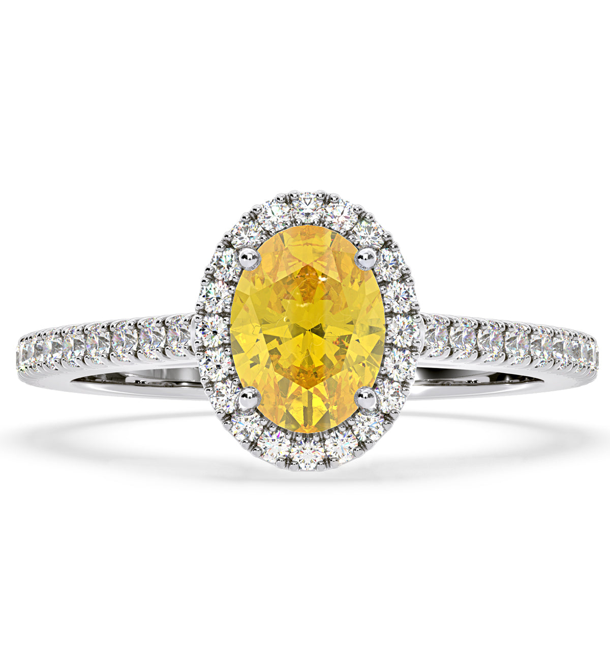 Georgina Yellow Lab Diamond Oval Halo 1.60ct Ring in 18K White Gold - Elara Collection