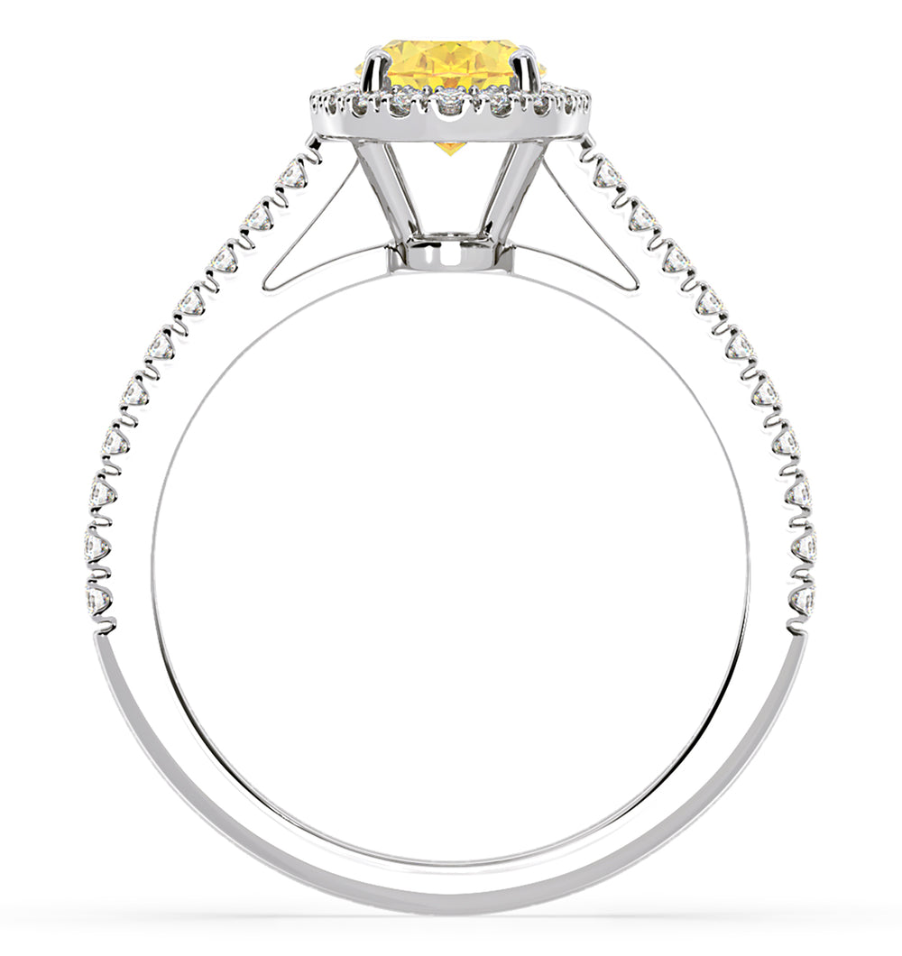 Georgina Yellow Lab Diamond Oval Halo 1.60ct Ring in 18K White Gold - Elara Collection