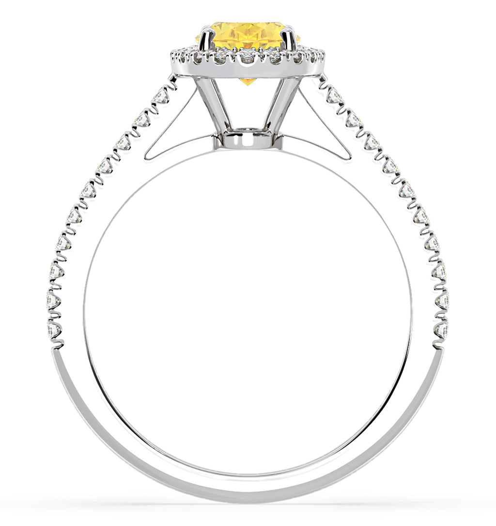 Georgina Yellow Lab Diamond Oval Halo 1.60ct Ring in 18K White Gold - Elara Collection