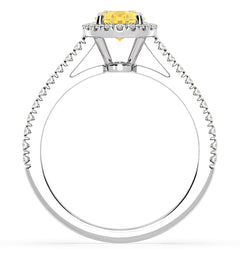Georgina Yellow Lab Diamond Oval Halo 1.60ct Ring in 18K White Gold - Elara Collection