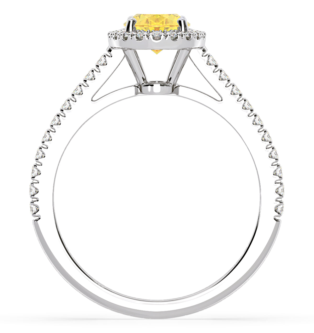 Georgina Yellow Lab Diamond Oval Halo 1.60ct Ring in 18K White Gold - Elara Collection