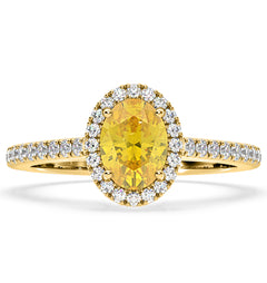 Georgina Yellow Lab Diamond Oval Halo 1.60ct Ring in 18K Yellow Gold - Elara Collection