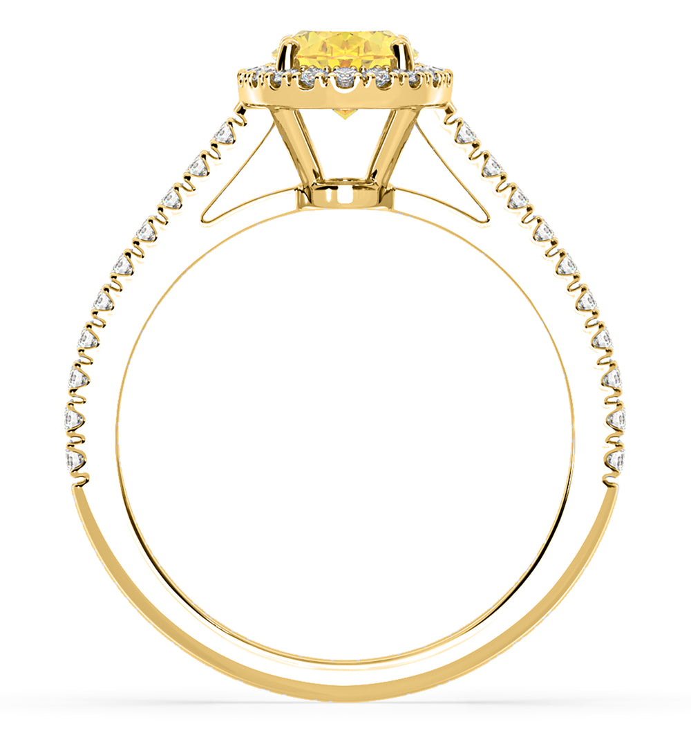 Georgina Yellow Lab Diamond Oval Halo 1.60ct Ring in 18K Yellow Gold - Elara Collection